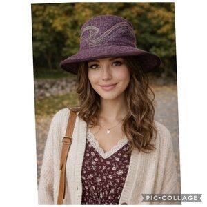 SCOTLAND HANDMADE TULLOCH DESIGNS EMBROIDERED WOOL VELVET HAT